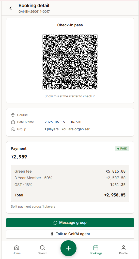 QR check-in pass