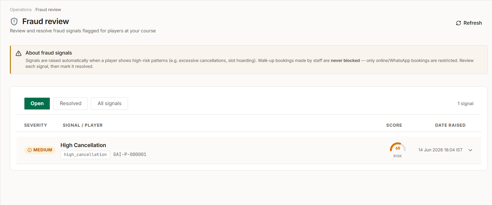Fraud review dashboard