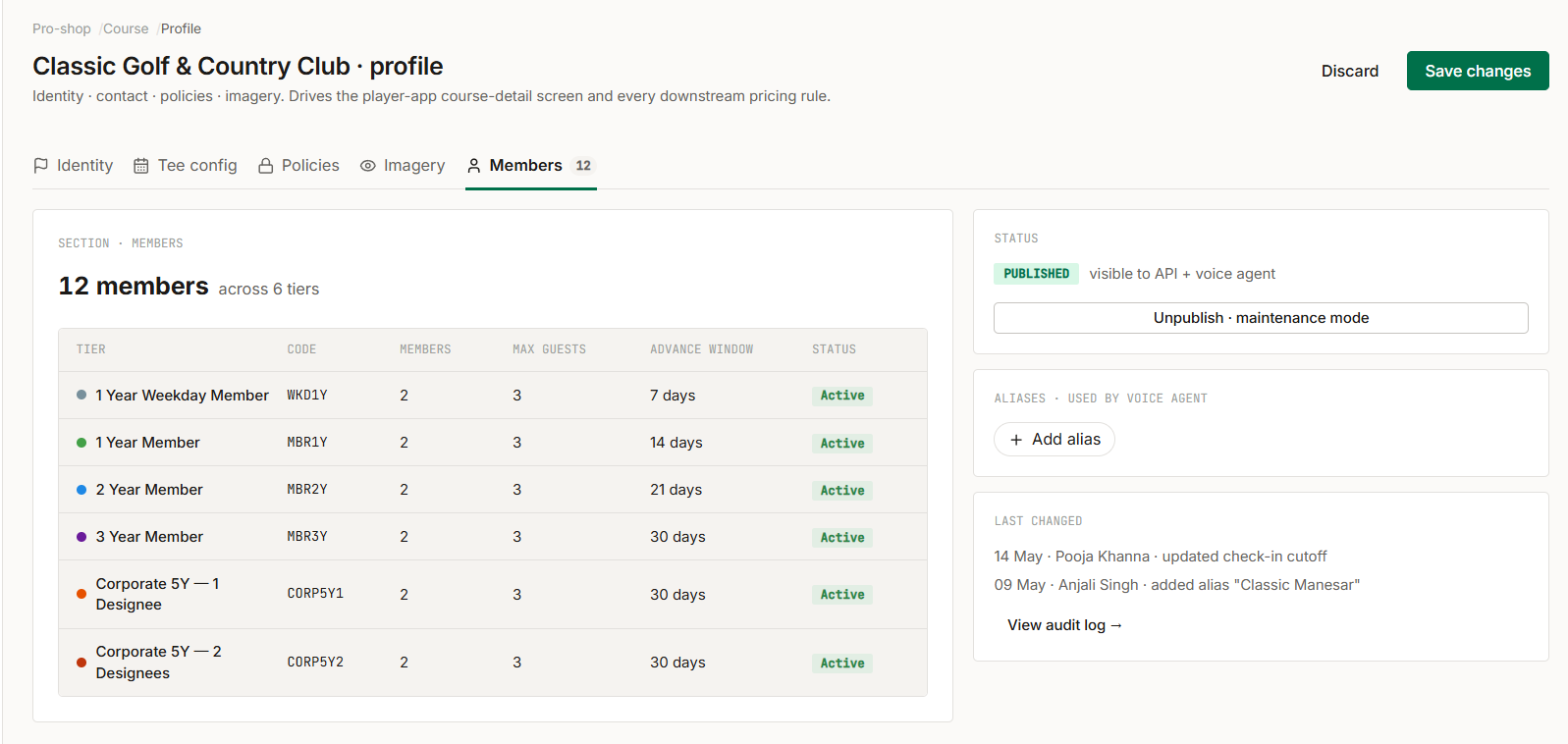 Membership tiers and member-only slots